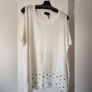 Donna Karan - White Sleeveless Top with Black Accents